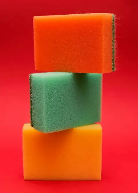Scrubbers & sponges: three sponges stacked on top of each other