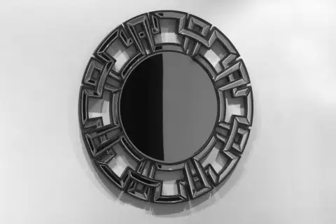 Mirror wall stickers: round mirror with black frame