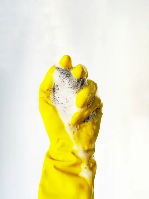 Gloves: a yellow banana with a white background