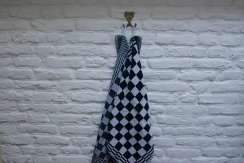 Roti rumal & napkins: black and white checkered textile